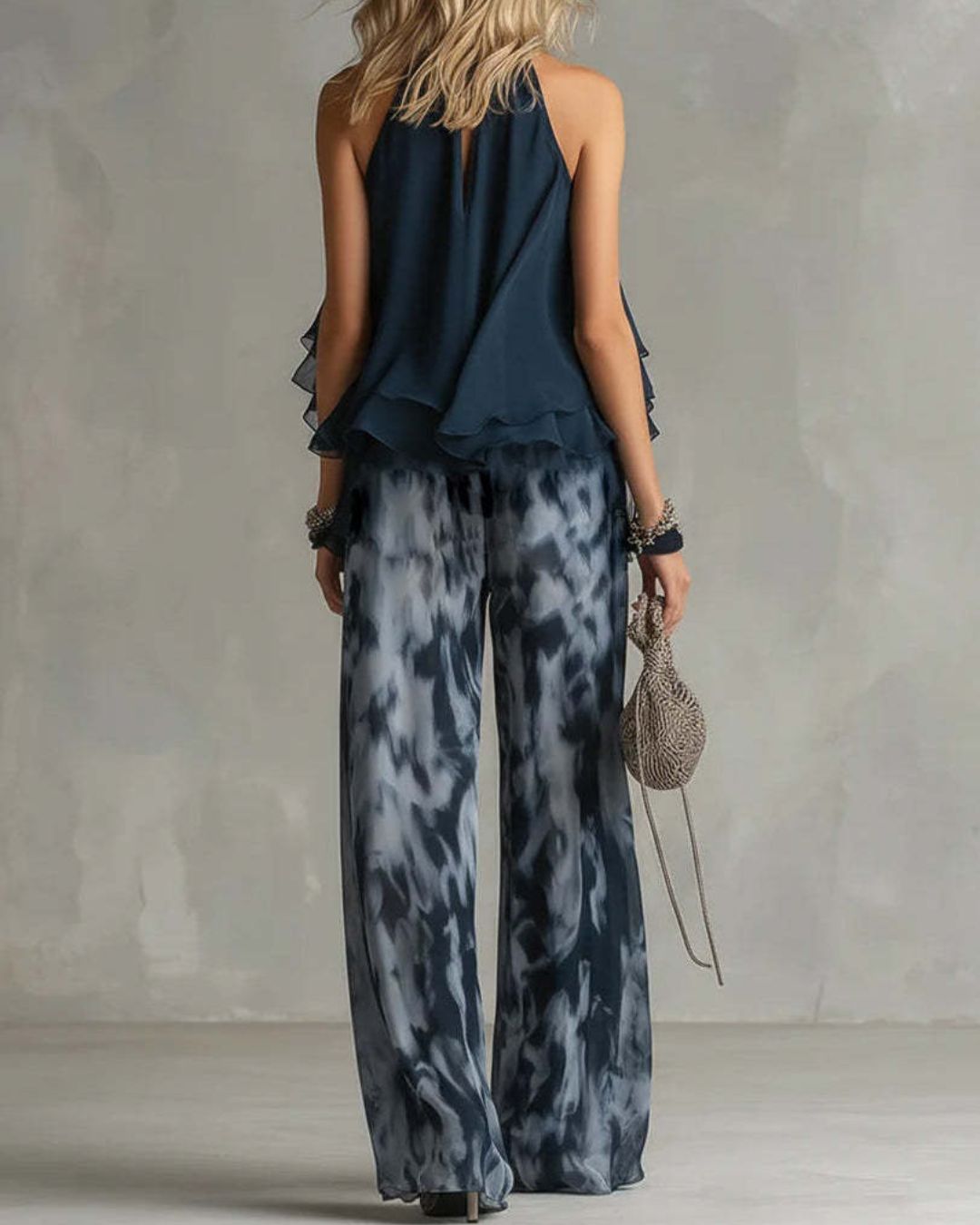 Vyla™ Ludovica Off-Shoulder Blouse and Pants Set Elegant Two-Piece Outfit