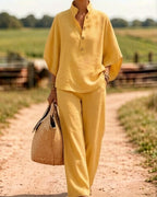 Vyla™ Batwing Sleeve Two-Piece Set Wide Leg Pants Coastal Chic Outfit