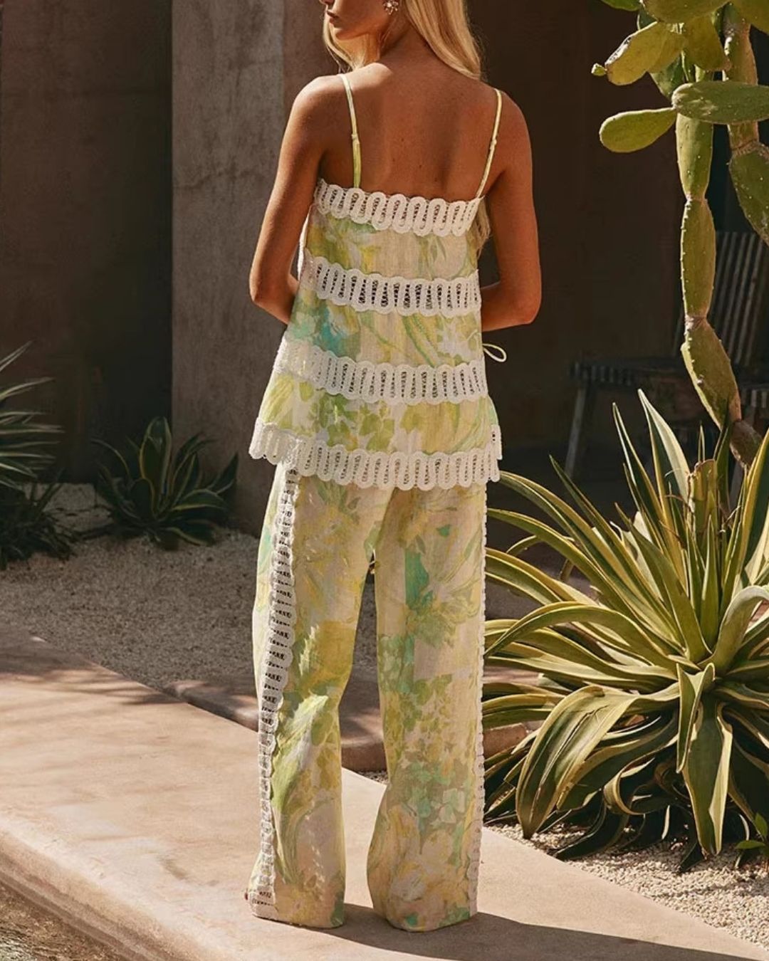 Vyla™ Lemon Floral Strappy Two-Piece Set Elegant Outfit