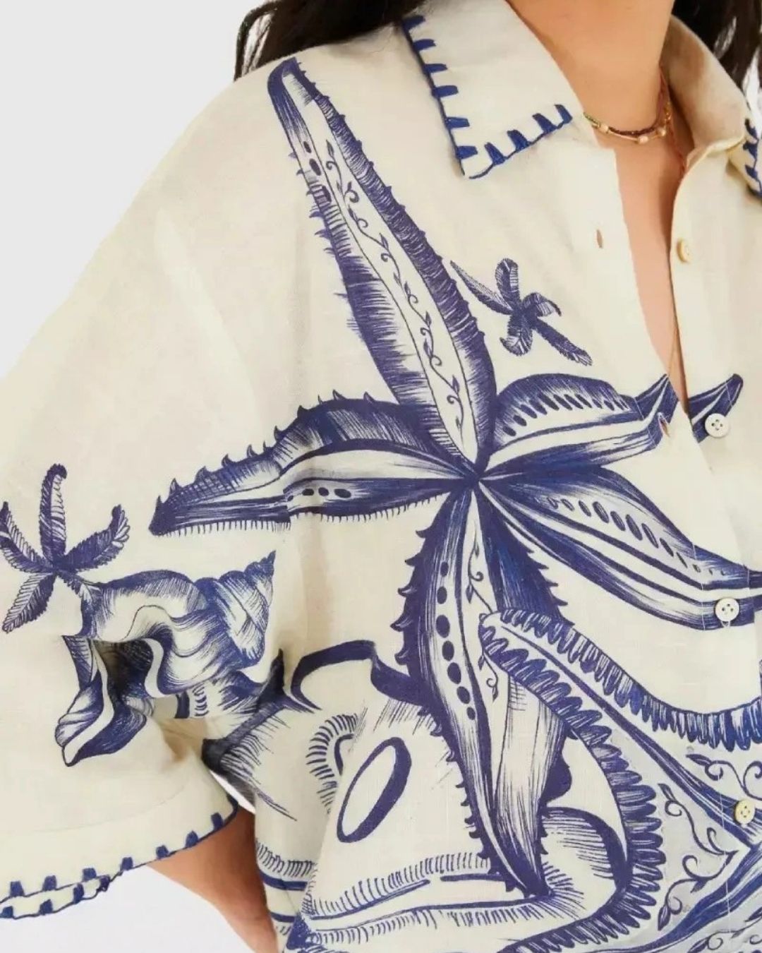 Vyla™ Seashell Print Shirt & Shorts Set