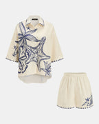 Vyla™ Seashell Print Shirt & Shorts Set