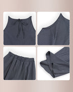 Vyla™ Minimalist Striped Drawstring Halter Top & Wide Leg Pants Set