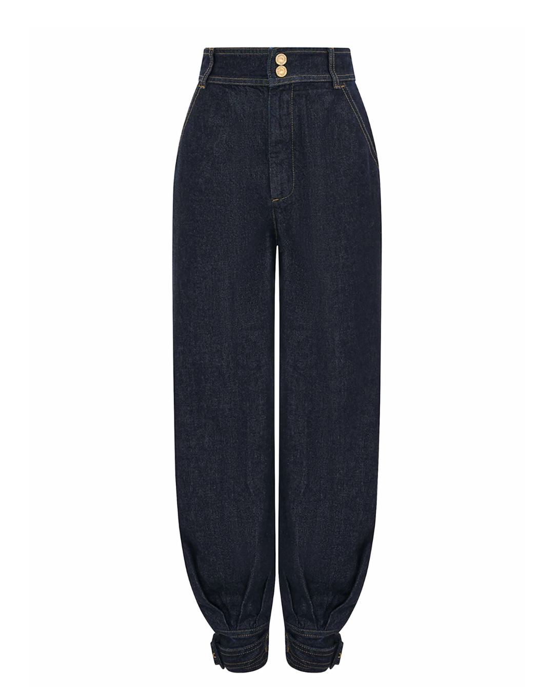 Vyla™ Modern Denim Capelet & High-Waist Tapered Pants Two-Piece Set