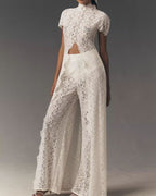 Vyla™ Elegant Lace Ensemble High Neck Intricate Lace Cut-Out Set