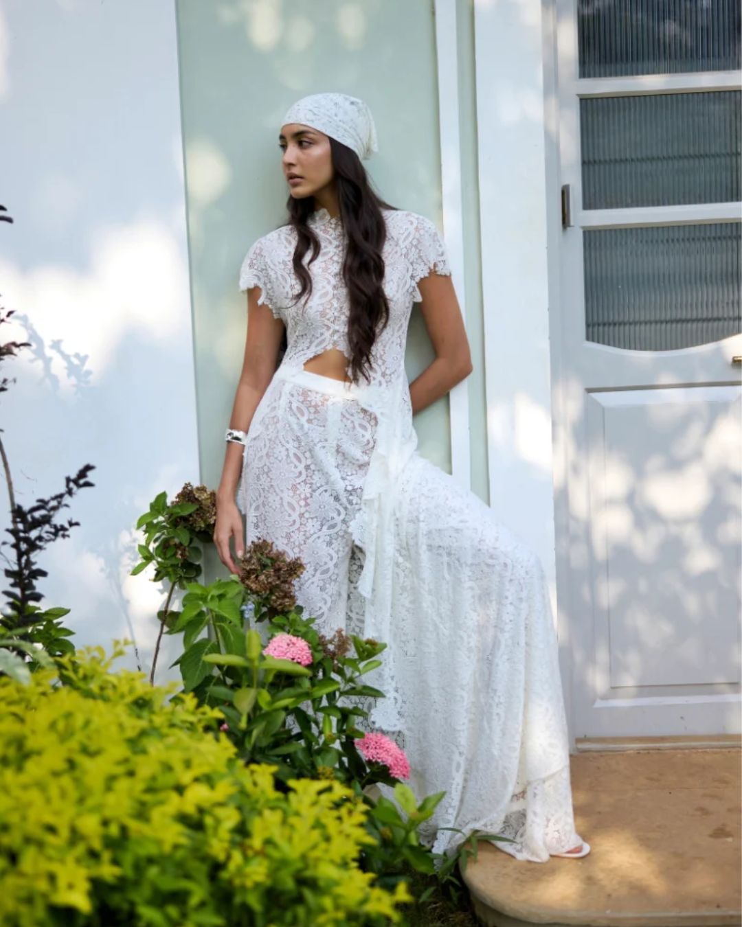 Vyla™ Elegant Lace Ensemble High Neck Intricate Lace Cut-Out Set