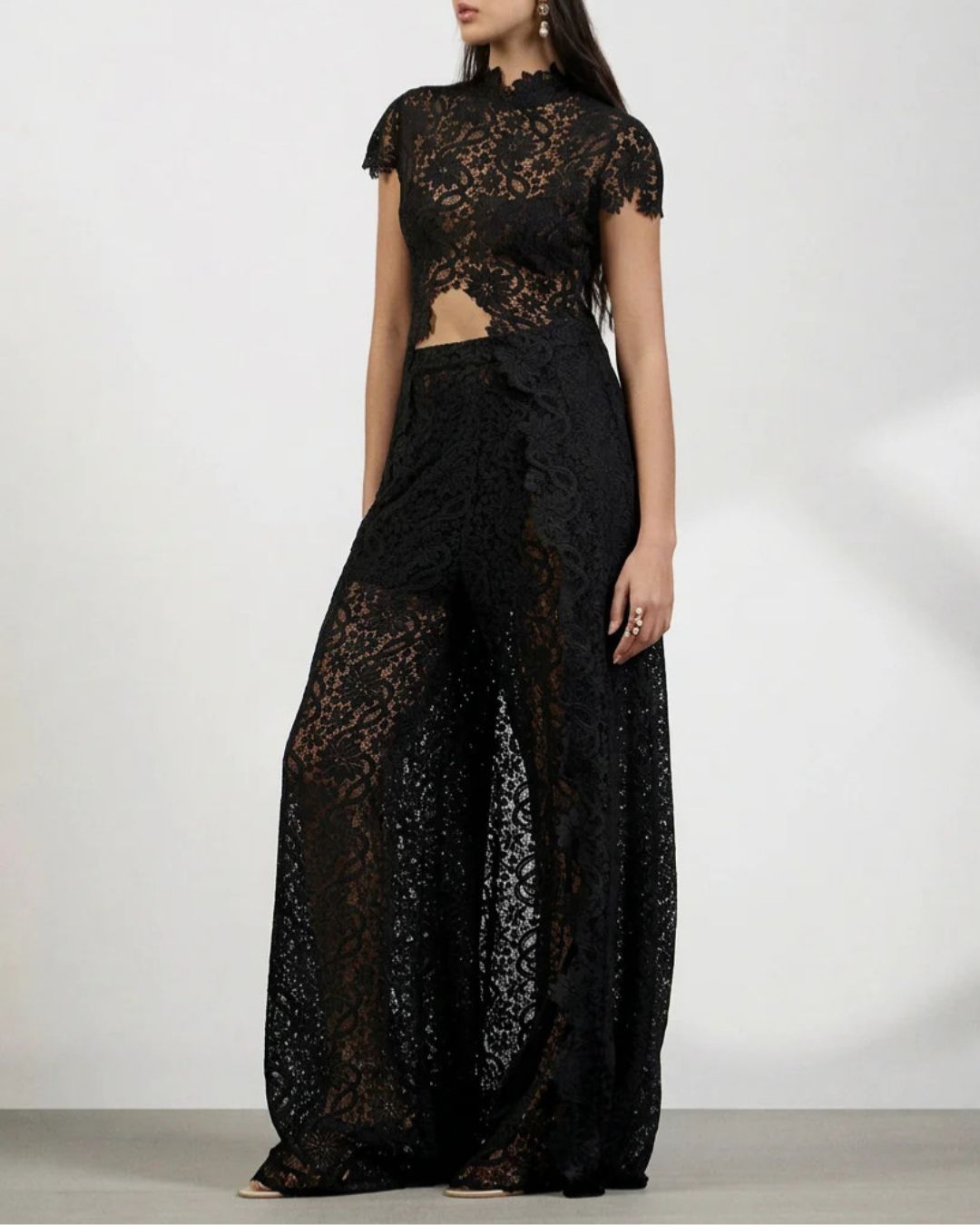 Vyla™ Elegant Lace Ensemble High Neck Intricate Lace Cut-Out Set