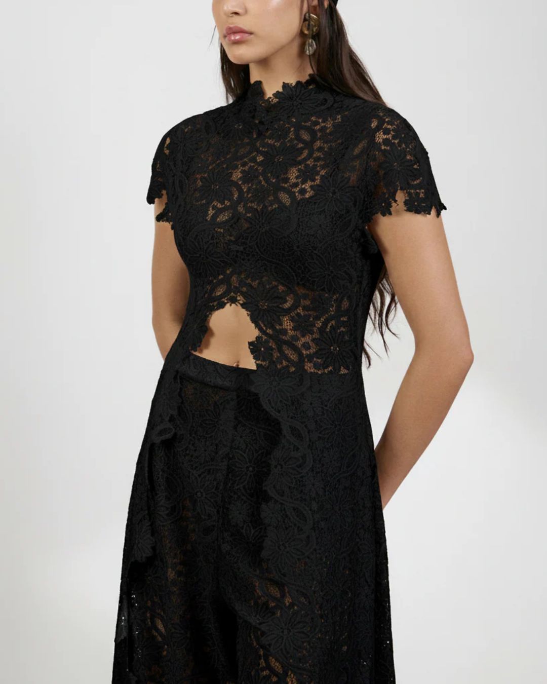 Vyla™ Elegant Lace Ensemble High Neck Intricate Lace Cut-Out Set