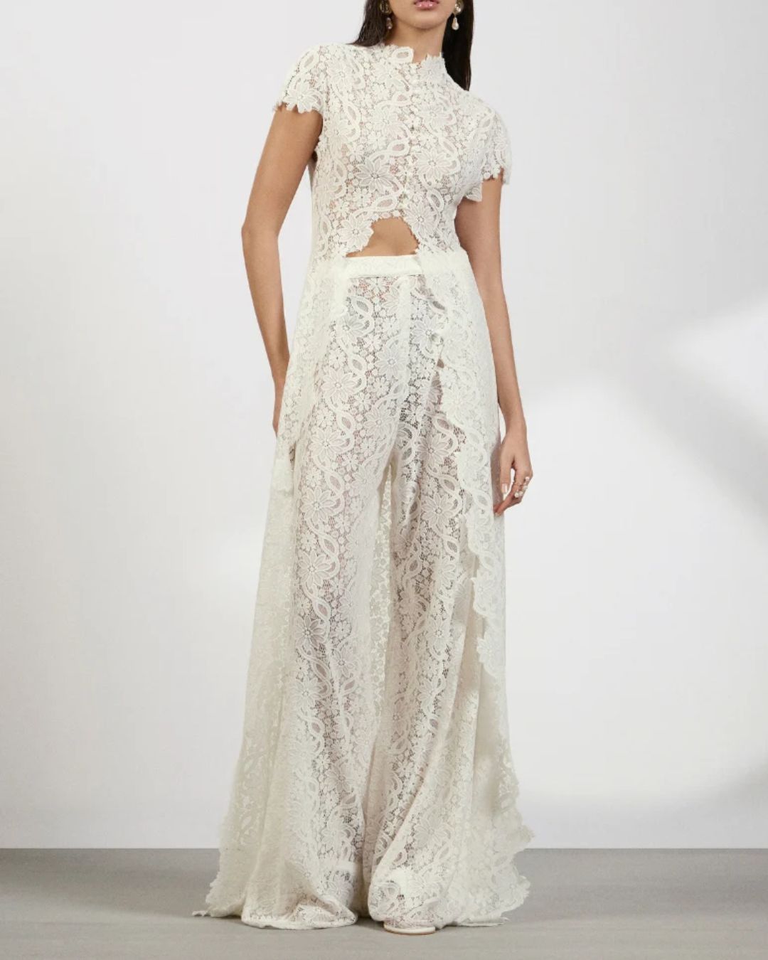 Vyla™ Elegant Lace Ensemble High Neck Intricate Lace Cut-Out Set