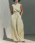 Vyla™ Sleeveless Top Wide Leg Pants Minimalist Two-Piece Outfit