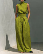 Vyla™ Sleeveless Top Wide Leg Pants Minimalist Two-Piece Outfit
