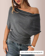Vyla™ Slouchy One-Shoulder Ruched Batwing T-Shirt