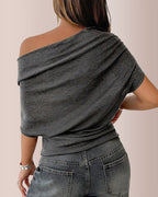 Vyla™ Slouchy One-Shoulder Ruched Batwing T-Shirt