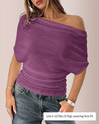 Vyla™ Slouchy One-Shoulder Ruched Batwing T-Shirt