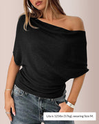 Vyla™ Slouchy One-Shoulder Ruched Batwing T-Shirt