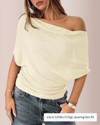 Vyla™ Slouchy One-Shoulder Ruched Batwing T-Shirt