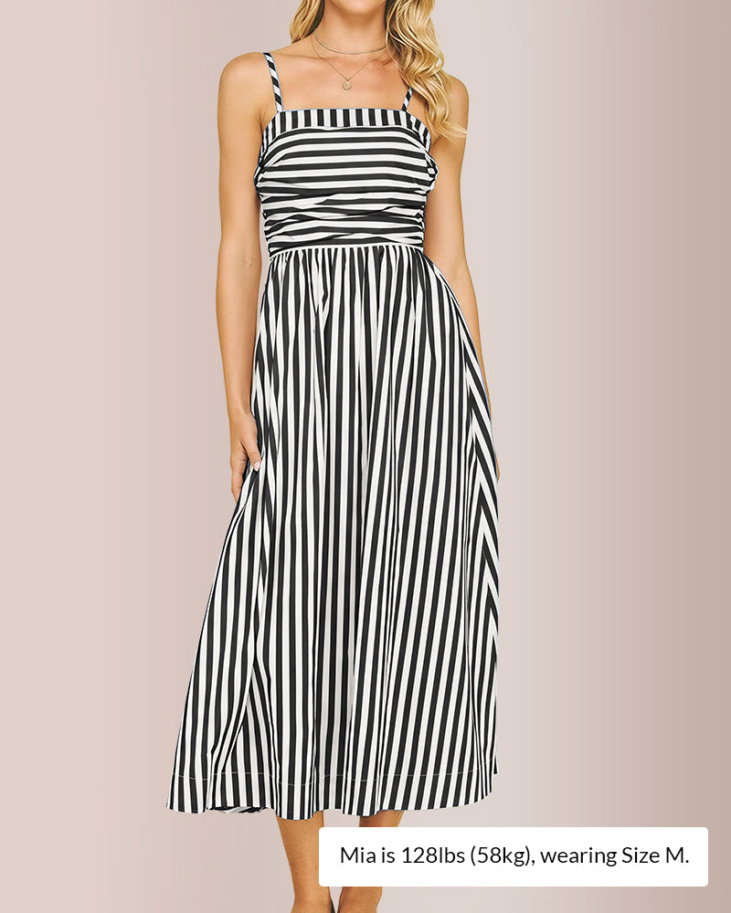 Vyla™ Breezy Summer Nights Striped Off-Shoulder Maxi Dress