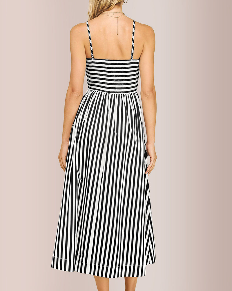 Vyla™ Breezy Summer Nights Striped Off-Shoulder Maxi Dress