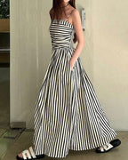 Vyla™ Breezy Summer Nights Striped Off-Shoulder Maxi Dress