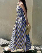 Vyla™ Breezy Summer Nights Striped Off-Shoulder Maxi Dress