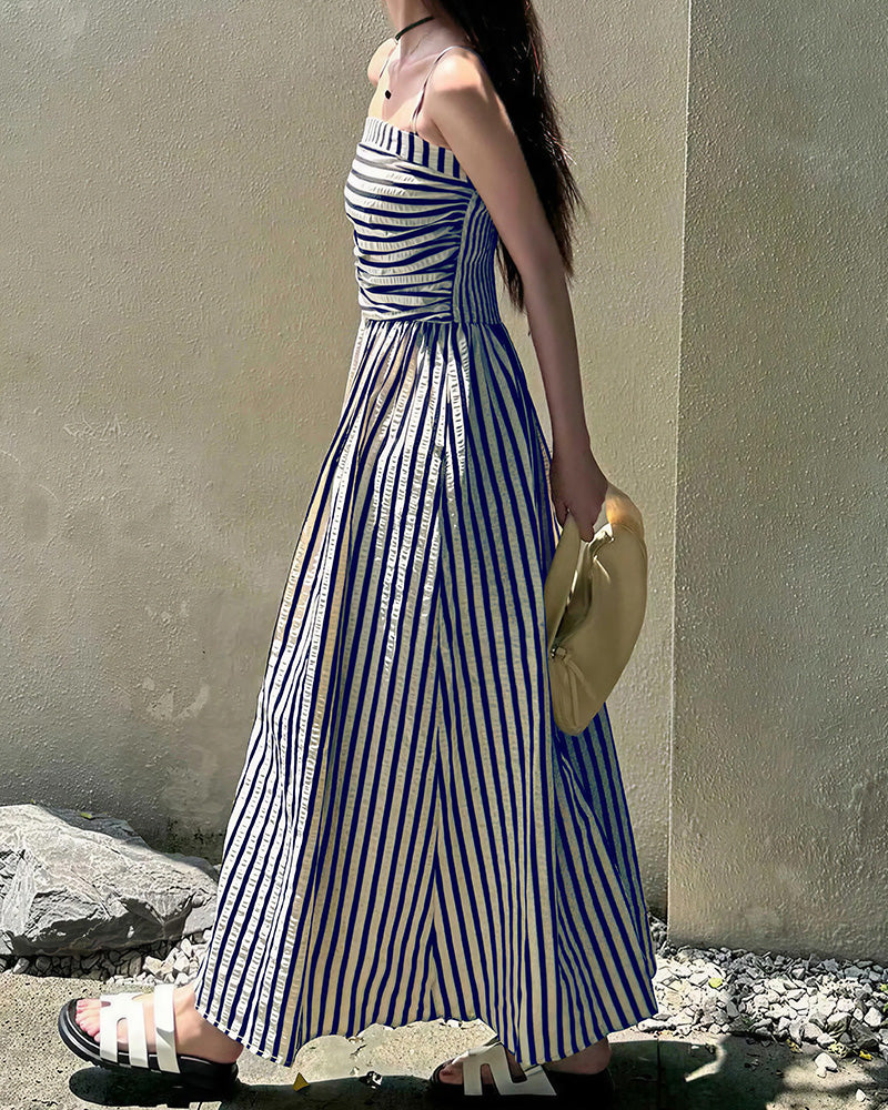 Vyla™ Breezy Summer Nights Striped Off-Shoulder Maxi Dress