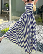 Vyla™ Breezy Summer Nights Striped Off-Shoulder Maxi Dress