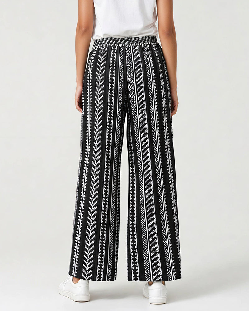 Vyla™ Bohemian Print Tie-Waist Wide Leg Beach Pants