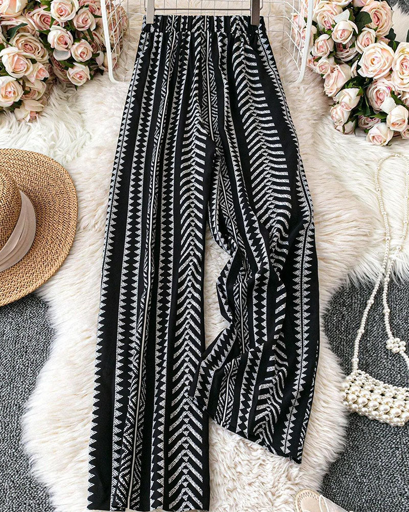 Vyla™ Bohemian Print Tie-Waist Wide Leg Beach Pants