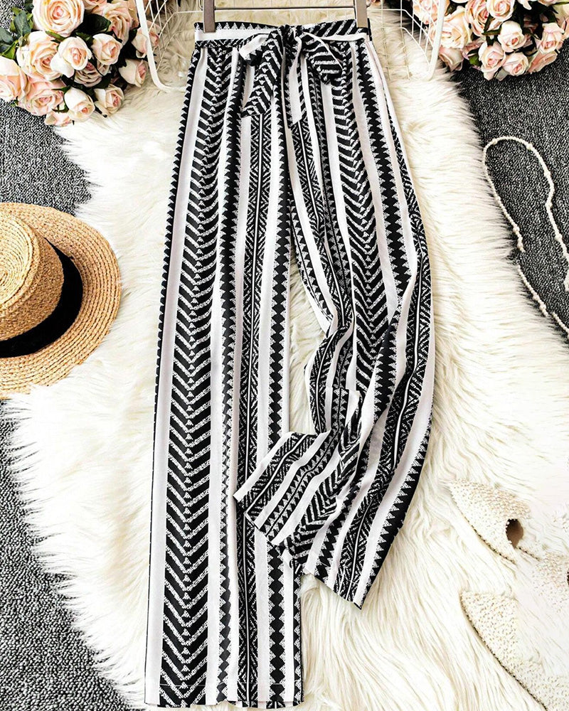 Vyla™ Bohemian Print Tie-Waist Wide Leg Beach Pants