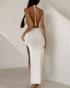 Vyla™ Open-Back Knit Maxi Dress With High Slit