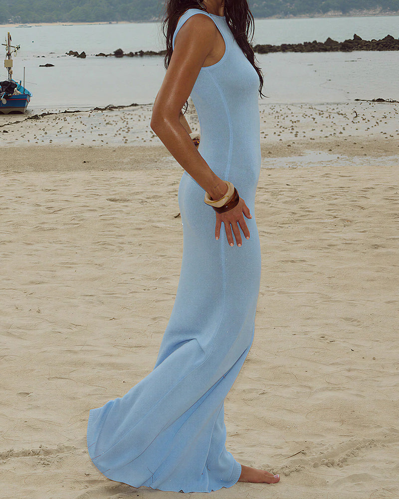 Vyla™ Shimmer Open Back Knit Maxi Dress