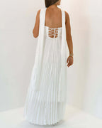 Vyla™ Pleated Halter Neck Corset Back Maxi Party Dress