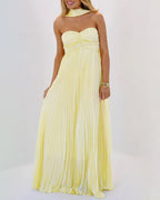 Vyla™ Pleated Halter Neck Corset Back Maxi Party Dress