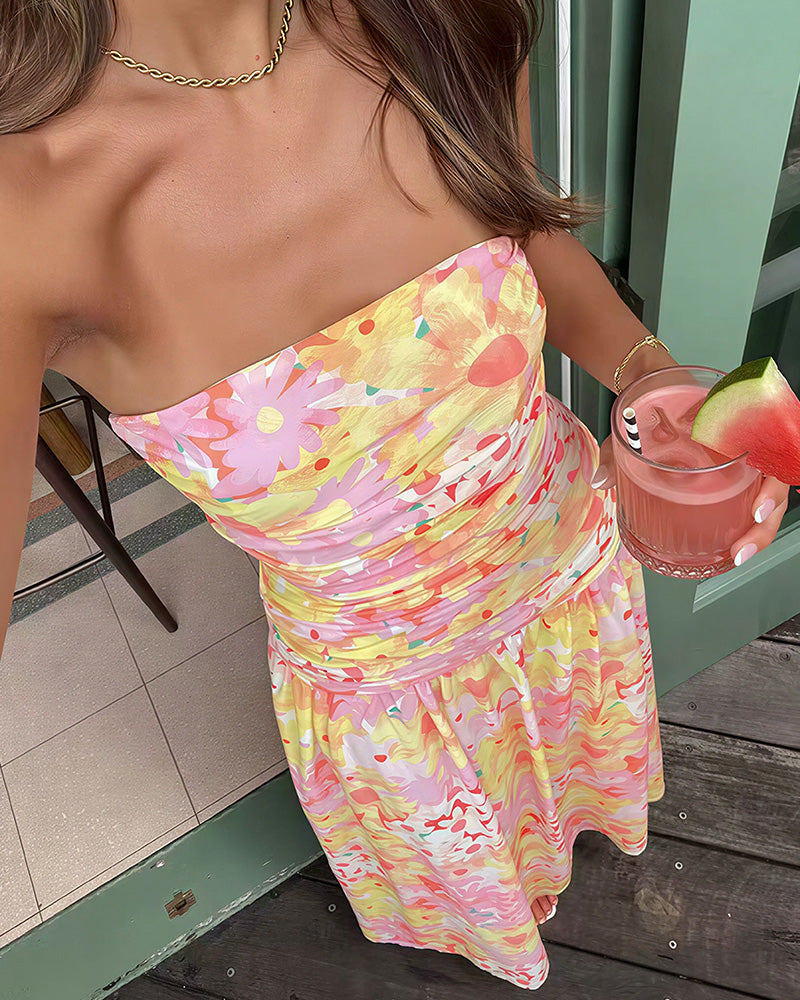 Vyla™ Floral Strapless Smocked Maxi Dress