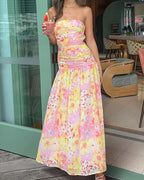 Vyla™ Floral Strapless Smocked Maxi Dress