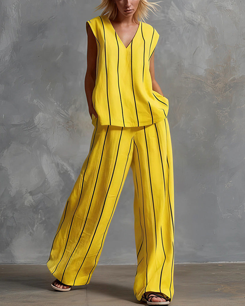Vyla™ Effortless Striped Linen Two-Piece Set