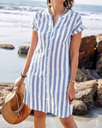 Vyla™ Striped Button-Down Tunic Dress