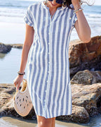 Vyla™ Striped Button-Down Tunic Dress