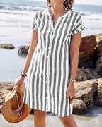 Vyla™ Striped Button-Down Tunic Dress