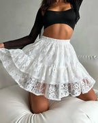 Vyla™ Coquette Floral Lace Tiered Mini Skirt