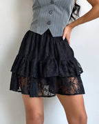 Vyla™ Coquette Floral Lace Tiered Mini Skirt
