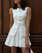 Vyla™ Chic Cotton Vest & Bubble Skirt Set