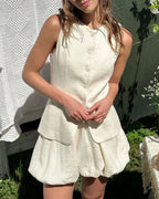 Vyla™ Chic Cotton Vest & Bubble Skirt Set