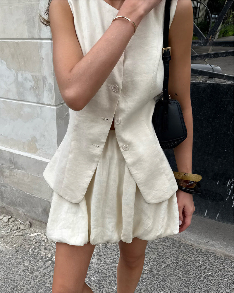 Vyla™ Chic Cotton Vest & Bubble Skirt Set