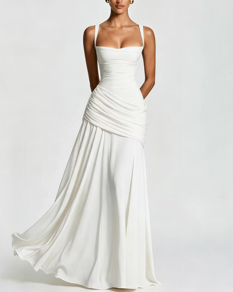 Vyla™ Elysian Ruched Draped Maxi Slip Dress