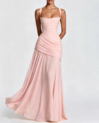 Vyla™ Elysian Ruched Draped Maxi Slip Dress