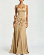 Vyla™ Elysian Ruched Draped Maxi Slip Dress