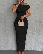 Vyla™ One-Shoulder Ruched Bodycon Maxi Dress