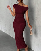Vyla™ One-Shoulder Ruched Bodycon Maxi Dress