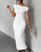 Vyla™ One-Shoulder Ruched Bodycon Maxi Dress