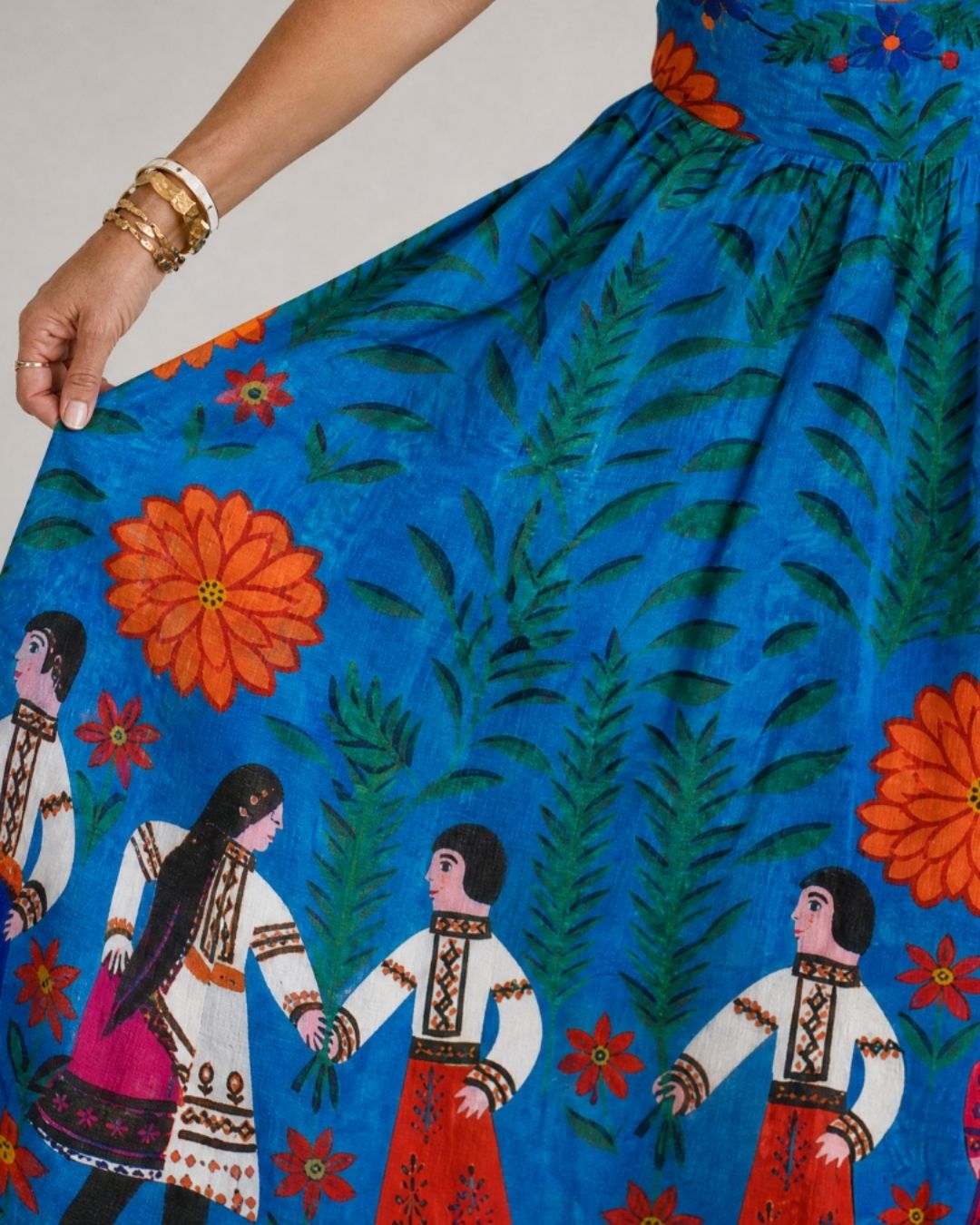 Vyla™ Folk Print Sleeveless Midi Dress